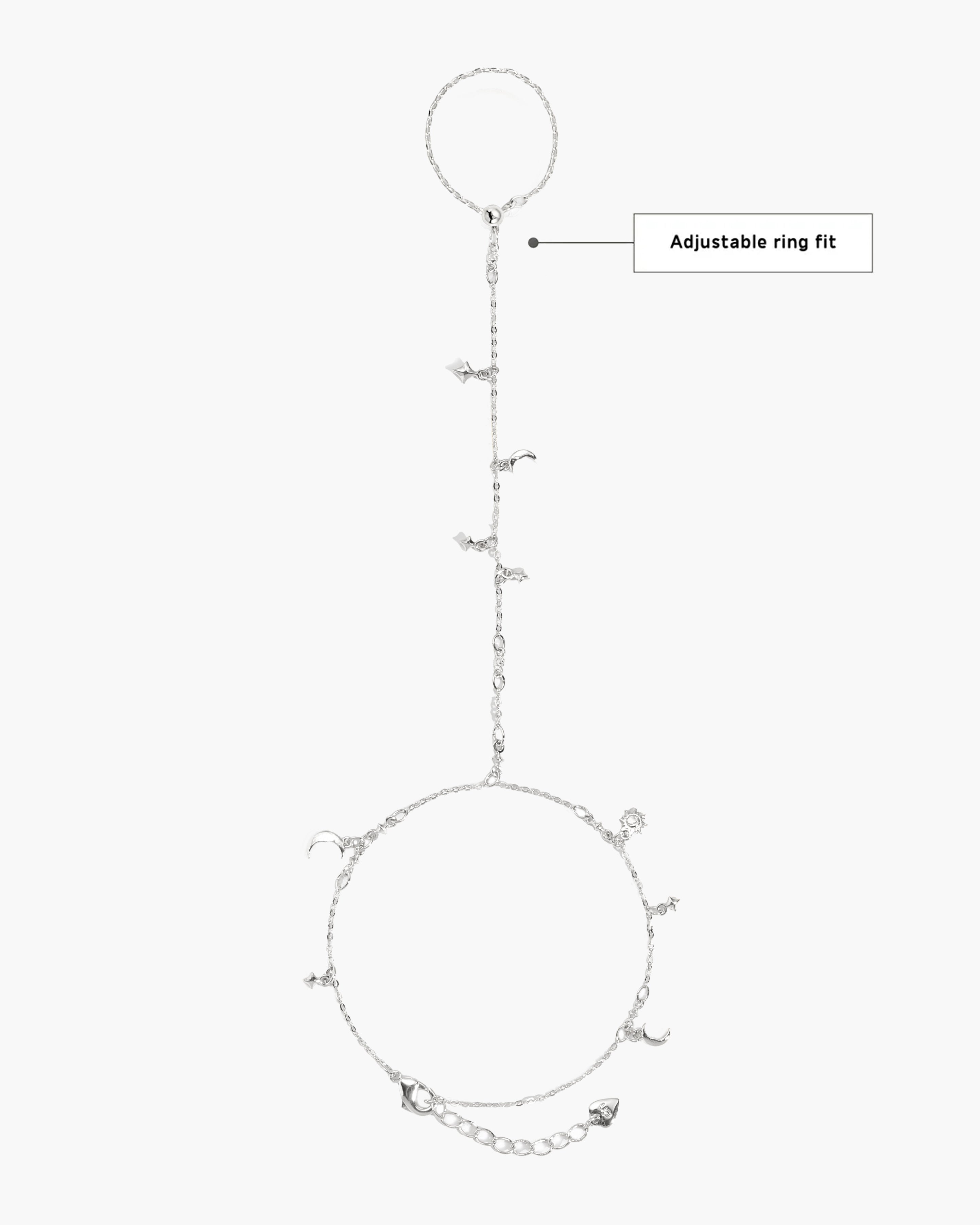 Lyra Hand Chain Bracelet in Silver