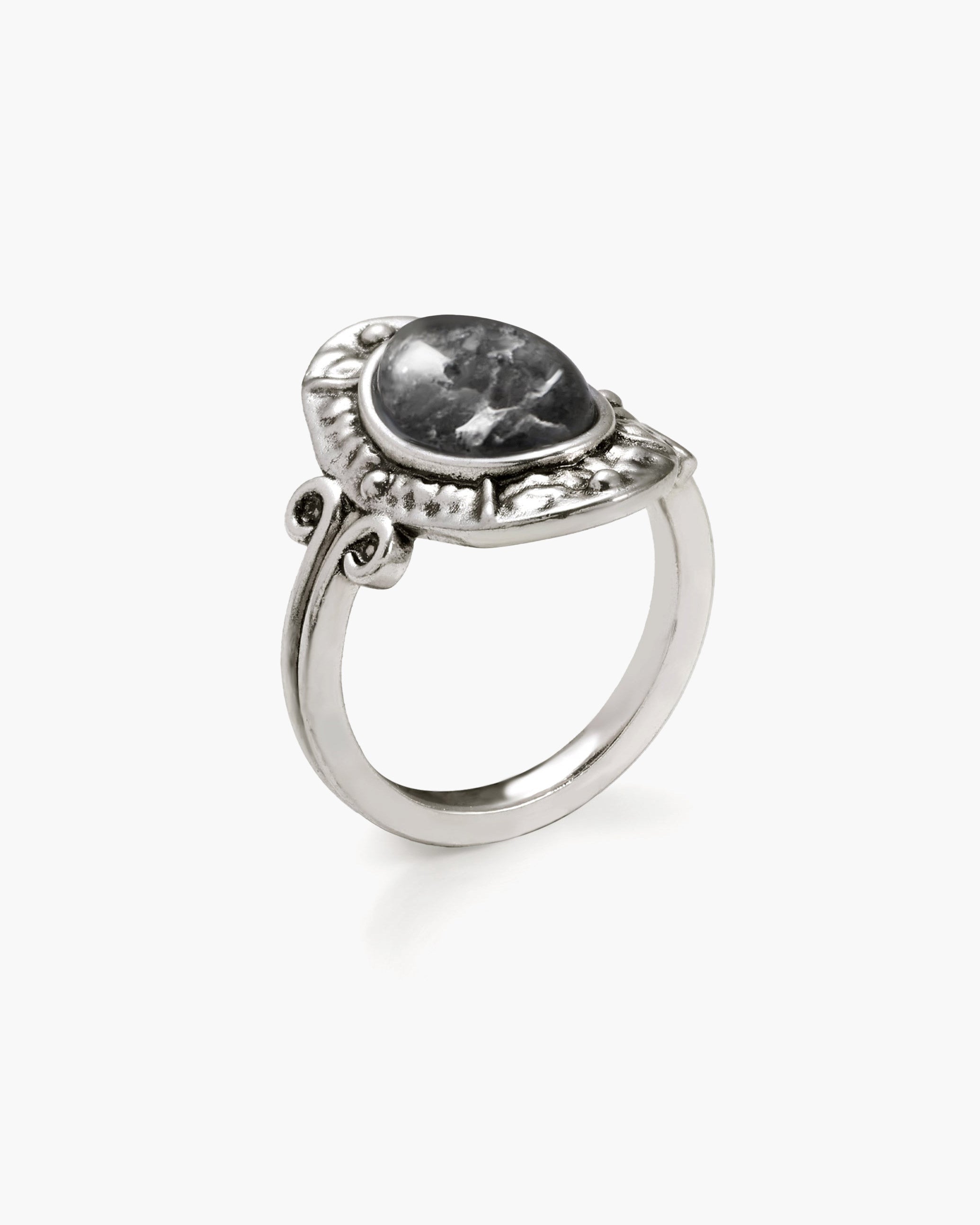 Lunar Veil Moss Agate Ring